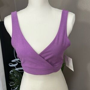 NWT BEYOND YOGA spacedye crossover sports bra in purple Women’s size Medium
